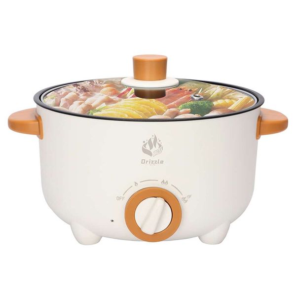 Drizzle 3L Multifuncional Fry 110V Olla antiadherente para asar y saltear, fideos para carne, olla caliente: oficina en casa, fiesta, cocina, cocina en dormitorio