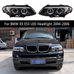 Feu de jour DRL pour BMW X5 E53, phare LED 04-06, indicateur de clignotant, faisceau haut, lentille de projecteur Angel Eye