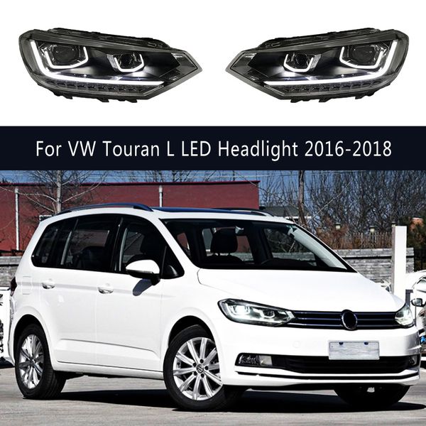 Luz de circulación diurna DRL, lámpara frontal para VW Touran L, faro LED 16-18, señal de giro tipo serpentina, accesorios para coche, proyector de ojo con ángulo de Luz De Carretera