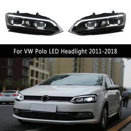 DRL Dagrijverlichting Streamer Richtingaanwijzer Voorlamp Voor VW Polo LED Auto Koplamp 11-18 Grootlicht Angel Eye Projector Lens