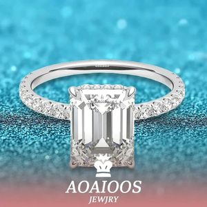 DRlove – bague Solitaire certifiée taille émeraude 4ct pour femmes, bijoux de luxe, plaqué argent Sterling 925, bracelet en diamant 18 carats, 240402