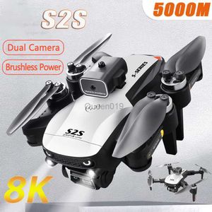 Drone S2S Brushless Évitement d'obstacles GPS Retour automatique 4K / 8K HD Photographie aérienne Double caméra Télécommande RC 5000M HKD230807