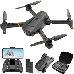 Drone con Camora 1080P HD para Niños e Hijos, FPPV Live Vedio 2 Meduler Baterias Negro