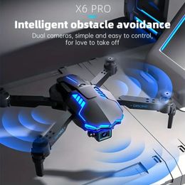 Drone con cámara dual, evitación de obstáculos con luz LED, posicionamiento de flujo óptico, seguimiento inteligente, retorno automático, 3D Flip plegable RC Quadcopter helicóptero juguetes de regalo