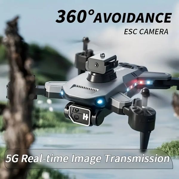 Drone avec caméras HD, évitement d'obstacles à 360', survol du flux optique, mode sans tête, décollage/atterrissage à une touche, vol de trajectoire, transmission d'image 5G