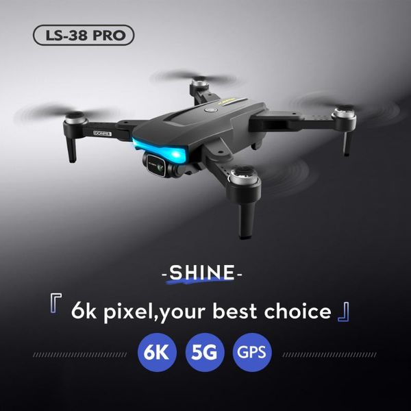 Drones 2021 LSRC LS38 Drone GPS Positionnement 6K HD Caméra Professionnelle Pographie Aérienne Moteur Sans Brosse 5G WiF Quad-rotor