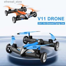 Drones 2021 Nouveau 2-en-1 2.4G Drone 4k Caméra HD Air-Sol Voiture volante quatre axes Avion Rc Hélicoptère Jouets avec LED Veilleuse Q231108