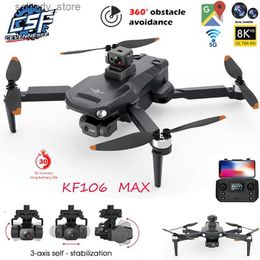Drones 2023 NUEVO KF106 Max Drone 8K Profesional 5G WIFI Dron HD Cámara Anti-Shake 3-Axis Gimbal Motor sin escobillas RC Quadcopter plegable Q240308