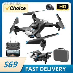 DRONES 2024 S69 RC RC Four Hélicoptère WiFi FPV Photographie aérienne haute définition Wide angle Double Caméra avec 1080p Brushless RC Toy D240509