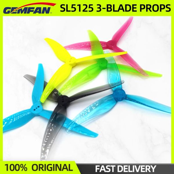 DRONES 24PCS / 12 PAPAIRES GEMFAN HURACANE SL5125 PROPS PROPRIÈRE POUR LA PROPRIÉTÉ POUR LA PLUS DE DETRAL CW CW CCW FPV Racing Drone