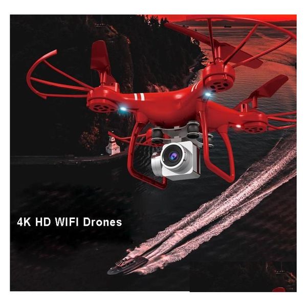 Drones 360 Wifi Mini 4K Professionnel 1080P 720P Caméras HD FPV Drone Avion Quatre Axes Air Télécommande Hélicoptère Ourdoor Tra-Lon DH9Gy