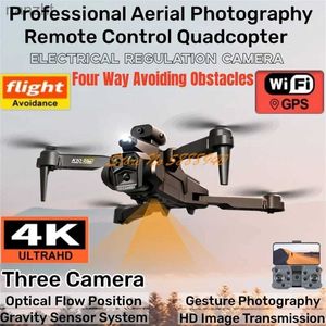 Drones 4K Professional Aerial Photography WiFi FPV RC Drone 2.4g Évitement d'obstacles à 4 voies 3 Camera Optical Flow Remote Control Drone Toy WX