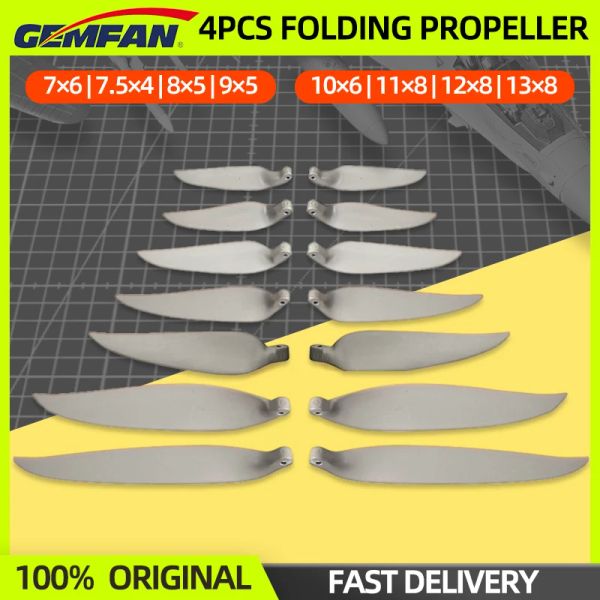 DRONES 4PCS GEMFAN VERRE FIBRE NYLON PLACHING PROPS PLAPIELLE 7 * 6 / 7.5 * 4/8 * 5/9 * 5/10 * 6/11 * 8/12 * 8/13 * 8 pour le drone à ailes fixes RC