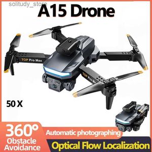 Drones 8K A15 Drone met optische stroomlokalisatie Dubbele camera Obstakels vermijden Luchtfotografie Quadcopter voor buitenreizen Q240308
