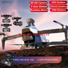 Drones 8K EIS trois axes cardan sans brosse WIFI FPV RC Drone 5G 5KM GPS suivez-moi évitement d'obstacles professionnel aérien RC quadrirotor YQ240129