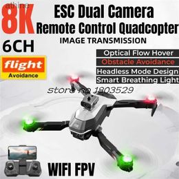 Drones 8K ESC double caméra FPV télécommande quadrirotor intelligent respiration lumière flux optique évitement d'obstacles capteur de gravité RC Drone YQ240129