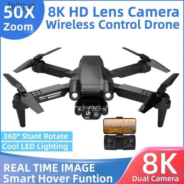 Drones 8K HD double caméra contrôle sans fil Drone 50X Zoom 360 cascadeur retournement carte en temps réel vol stationnaire intelligent éclairage RC quadrirotor YQ240211