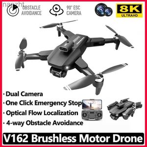 Drones 8K HD Mini V162 Drone Double Caméra Évitement des obstacles pour la photographie aérienne Quatre hélicoptères 50x Zoom de voyage extérieur WX