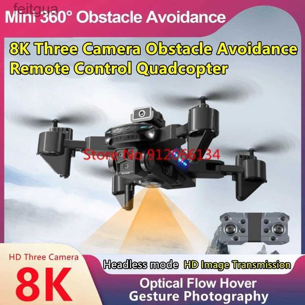 Drones 8K évitement d'obstacles 3 caméra télécommande Drone 2.4G flux optique trajectoire vol sans tête WIFI FPV RC quadrirotor YQ240213