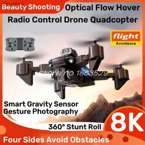 Drones 8K Drie camera's Optische stroom Hover WIFI FPV RC Drone Quadcopter 2.4G Smart Obstakel vermijden Zwaartekrachtsensor App Radiobesturing Drone YQ240129