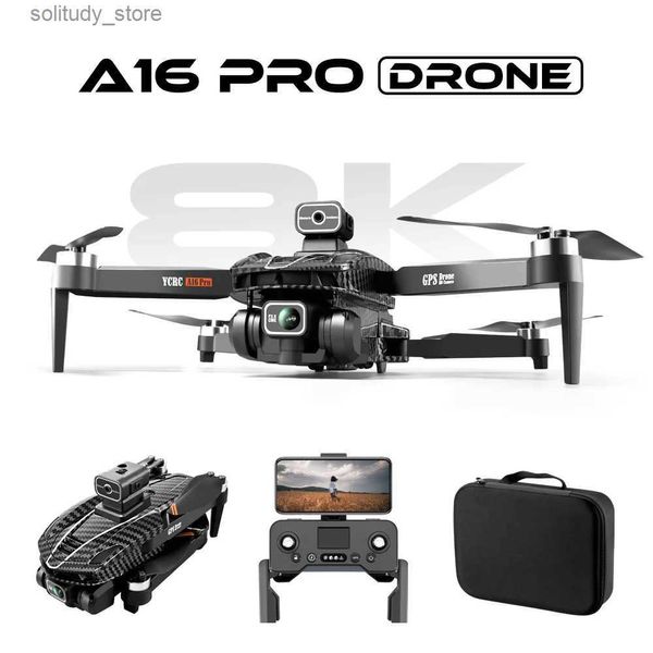 Drones A16 PRO Drone 4K Profesional G FPV Drones con cámara dual HD con motor sin escobillas 5G WiFi RC Quadcopter Toys VS SG108 Pro KF102 Q240308
