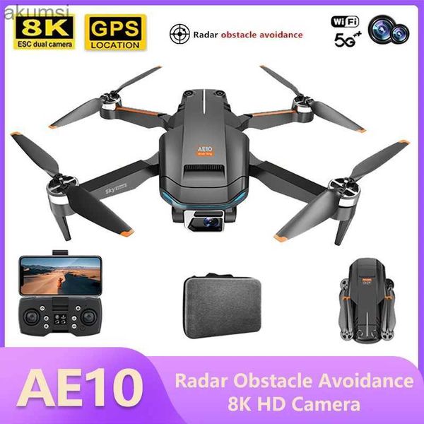 Drones AE10 / AE3 / S138 Drone 8K Cámara dual EIS de tres ejes Antivibración Pan Tilt GPS Evitación de obstáculos Plegable Quadcopter RC Helicóptero YQ240129