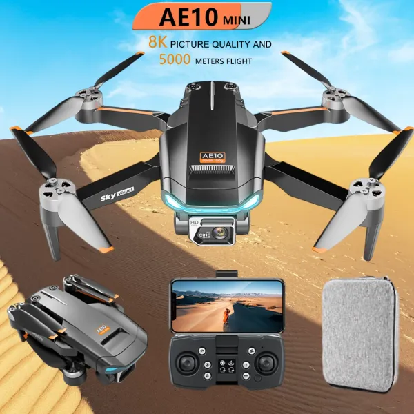 Drones AE10 Mini Drone 8K HD ESC Double appareil photo Motor sans balais Pliage quadcoptère Professionnel Photographe aérien GPS RC Hélicoptère