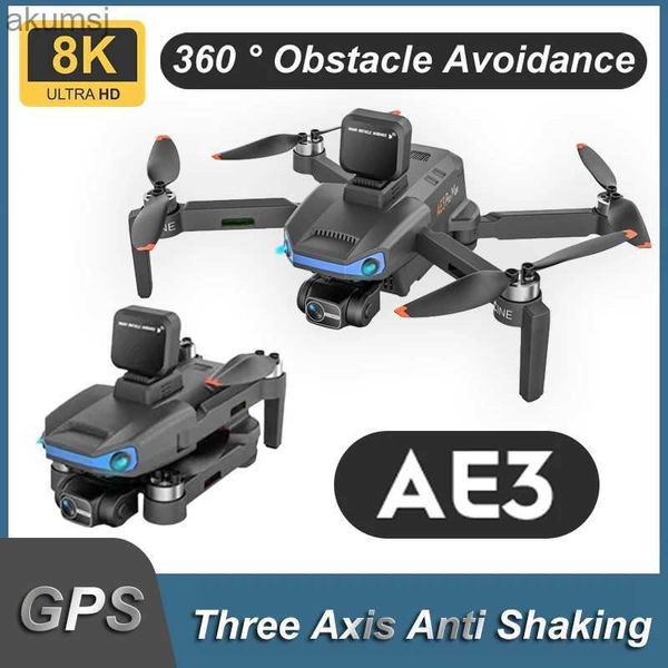 Drones AE3ProMax Evitación de obstáculos Sin escobillas Vehículo aéreo no tripulado GPS Tres ejes Antivibración Pan Tilt 8K Retorno inteligente YQ240129