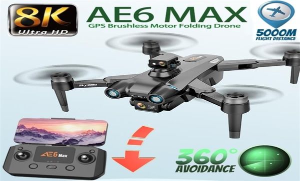 Drones AE6 Max Drone 4K 8K HD Cámara GPS 5G FPV Evitación de obstáculos visuales Motor sin escobillas profesional Quadcopter RC Dron Toys 2218885851