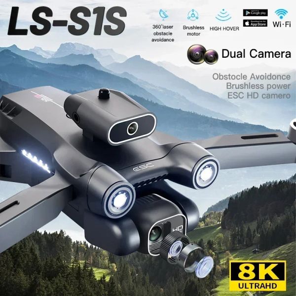 Drones Brand S1s RC Drone 8k Profesinal GPS 4k double caméra Optical Flow Localisation Fourway Obstacle Evitation Children Toys Gift