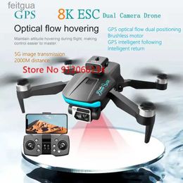 Drones Sans brosse 8K FPV ESC double caméra RC Drone GPS retour automatique 2KM 5G 360 évitement d'obstacles alarme intelligente télécommande quadrirotor YQ240211