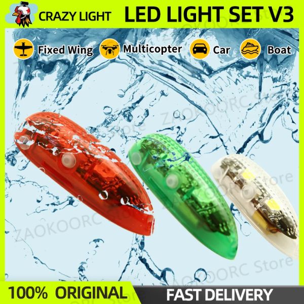 Drones Crazy Light V3 LED Wireless Navigation Light Easylight Strobe Strobe Night Lights For RC FPV Airplane Fixedwing Drone Car Toat