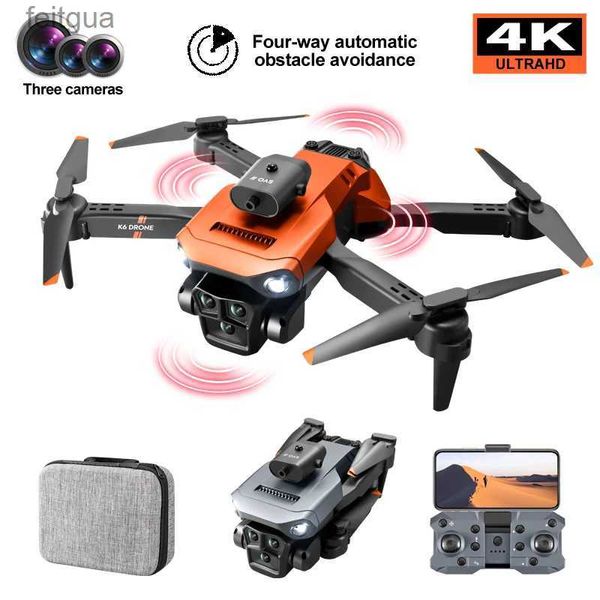 Drones Drone 4K profesional HD ESC tres cámaras Wifi FPV 360 evitación de obstáculos flujo óptico plegable quadcopter RC helicóptero juguetes YQ240211