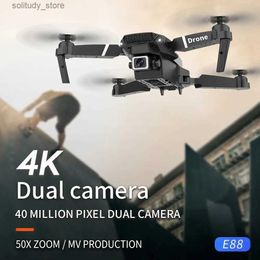 Drones E88 Pro Drone 4K 1080P FPV WIFI Grand Angle HD Caméra RC Pliable Quadcopter Hauteur Tenir Professionnel Dron Jouets Enfants Cadeau Q240308