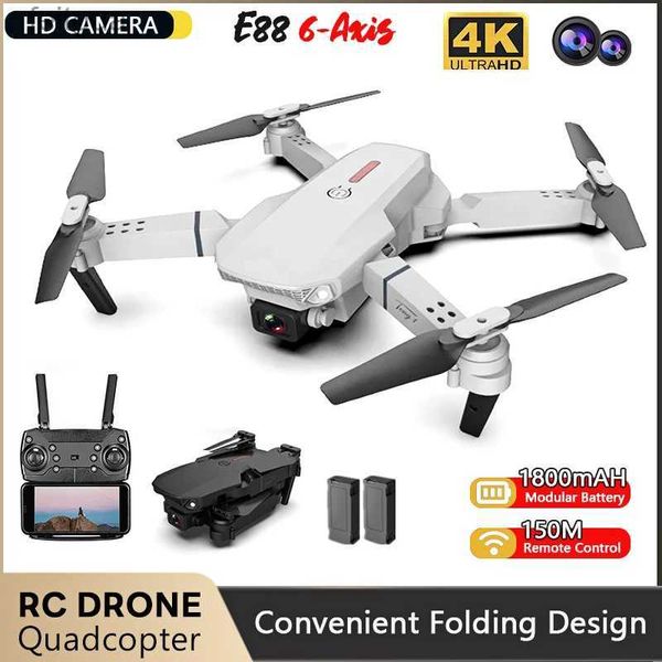 Drones E88 Pro Drone 4K avec grand Angle RC quadrirotor WIFI FPV HD caméra photographie haute tenue Mode bras pliable Mini jouets YQ240213