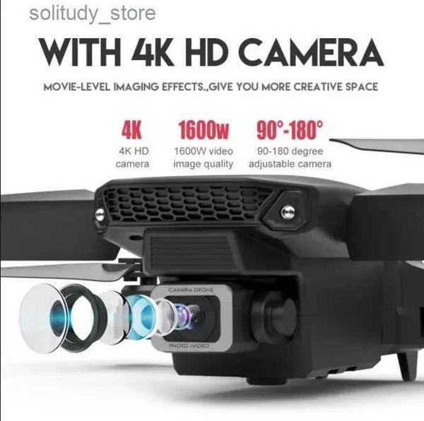 Drones E88Pro Drone 4K Édition Professionnelle avec 1080P Grand Angle Double HD Caméra Pliable RC Hélicoptère WIFI FPV Hauteur Maintien Tablier Ventes Q240308