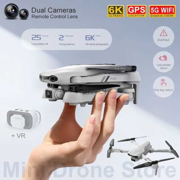 Drones F10 RC helicópteros GP GPS DRONE VR 4K/6K HD Smart Me SEGUS Fotografía aérea Quadcopter plegable con doble cámara Return 240416