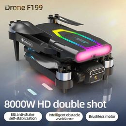 Drones F199 Brushless Drone 4K Profesional 8K HD Dual Camera Obstacle Vermijding Aerial Fotografie Foldable Quadcopter Flying 240416