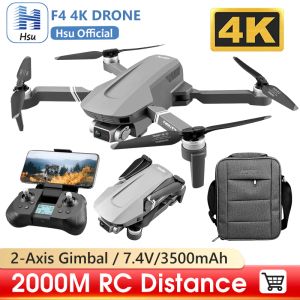 Drones F4 Drone 4K Professional 2axis Gimbal Brushless RC Dron GPS 5G WiFi 2 km Distance de vol FPV Quadcoptère pliable VS SG907 Max