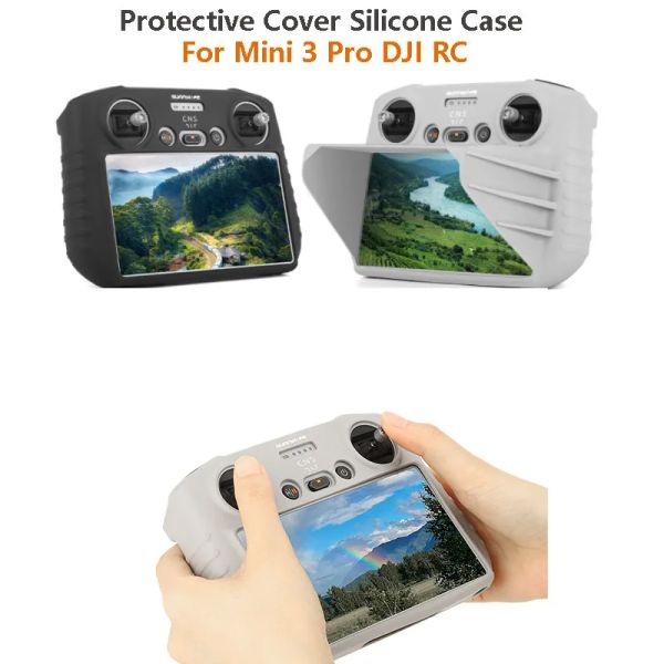 Drones pour DJI Mini 3 Pro Remote Control Couverture Silicone Protecteur Case W Sun Hood Sold Lonyard pour DJI RC Controller Drone Accessoires