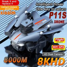 Drones pour xiaomi p11s drone 8k hd caméra photographie aérien rc plan professionnel pliable quadcoptère enfants toys cadeaux de Noël