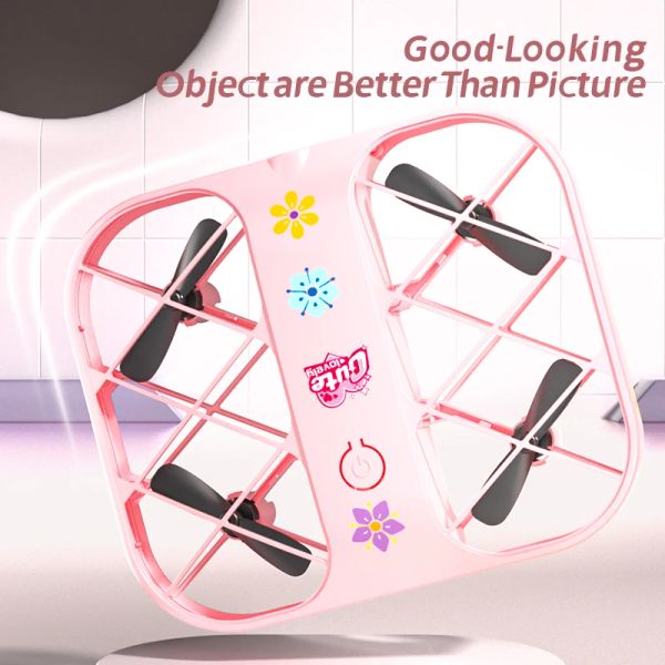 Drones H107 Pink Mini Drone 8k HighDefinition Aerial Photography Télécommande Plane Drone Small Quadcopters Toy pour garçons Girls Gift