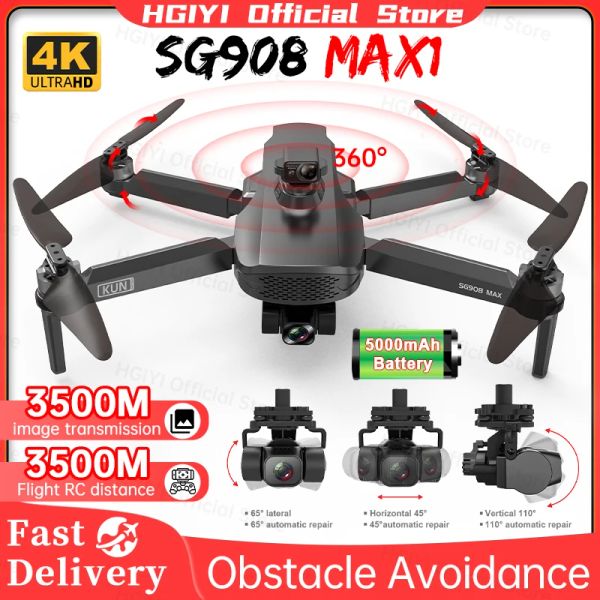 Drones Hgiyi SG908 MAX DRONE 4K Professional 3axis Gimbal Obstacles Évitement HD Caméra Dron GPS RC Helicopter Quadcopter vs SG907 Max