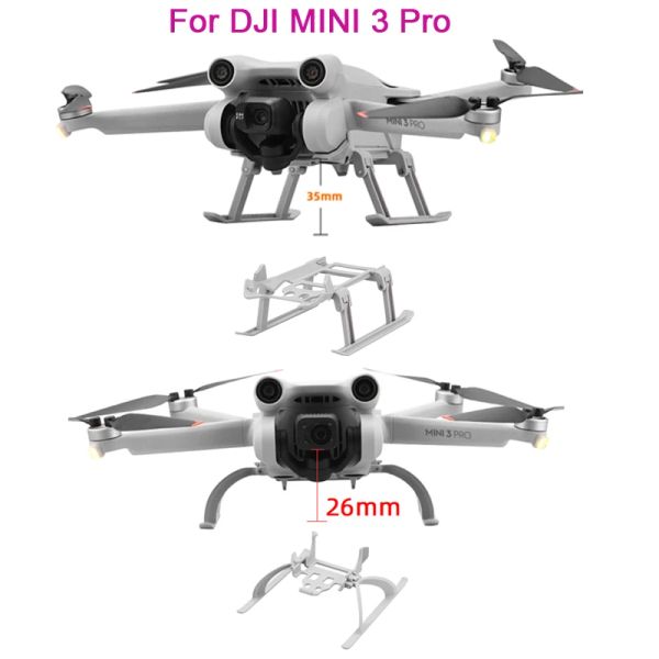 Drones Extensions de vitesses d'atterrissage à hauteur accrue pour DJI Mini 3 Pro Drone Release rapide hauteur Extender Shape Protector Accessoire