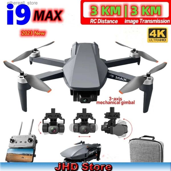 Drones JHD i9 Max Drone 3 axes cardan 4K HD caméra 3KM Transmission d'image 240G poids Drone i9Max RC avion VS Faith Mini Drone Q231108
