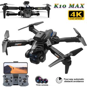 Drones K10max Dron 4k HD trois appareil photo Professional Aerial Photography OneKey Return Obstacle Evitation Dron with Camera Quadcopter