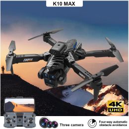 Drones K10max GPS Drone 4K HD Three Camera Professional Aerial Photography Dron 360 ° Évitement Drone avec caméra Pliant Quadcopter