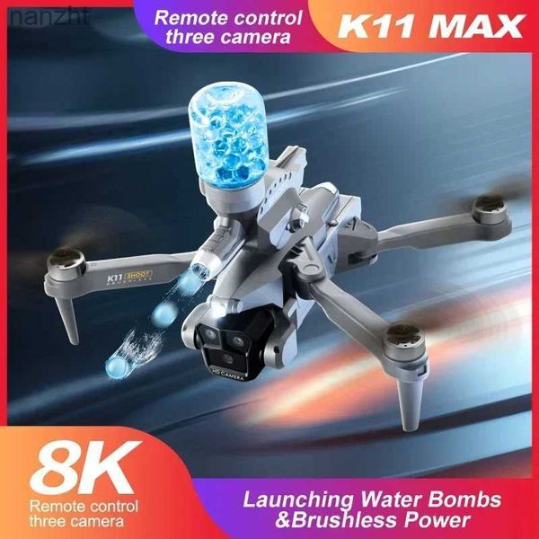 Drones K11 Max 2.4g UAV Triple Camera Optical Flow Positionnement sans balais lancement de bombe à eau 8k HD FPV FPV ESC Hauteur de maintien RC WX