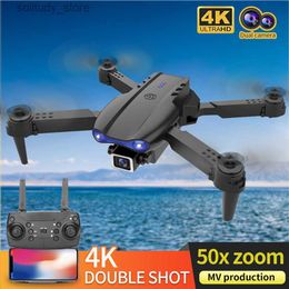 Drones K3 E99 Mini Drone 4k HD grand angle double caméra WIFI Fpv pression de l'air maintien d'altitude pliable quadrirotor RC poche selfie hélicoptère sans balais jouets Q240308