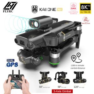 Drones Kai One Max GPS Obstacle évitement 4k drone Professionnel 8k HD Dual Camera 3 Axis Gimbal sans pinceau RC Pliable Quadcopter Cadeaux